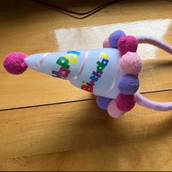 Happy Birthday Colorful Headband with Pom Poms - Picture 2 of 8